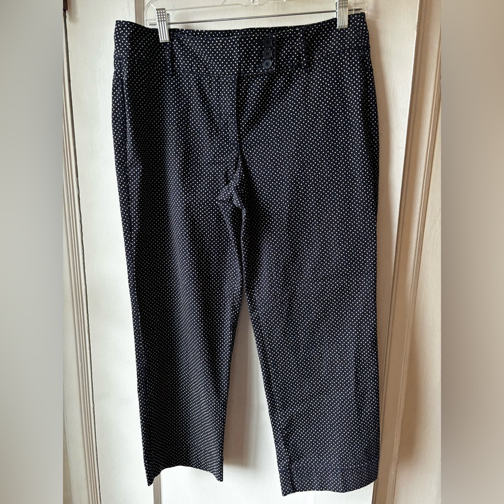 Ann Taylor Loft Dark Navy Polka Dot Pants